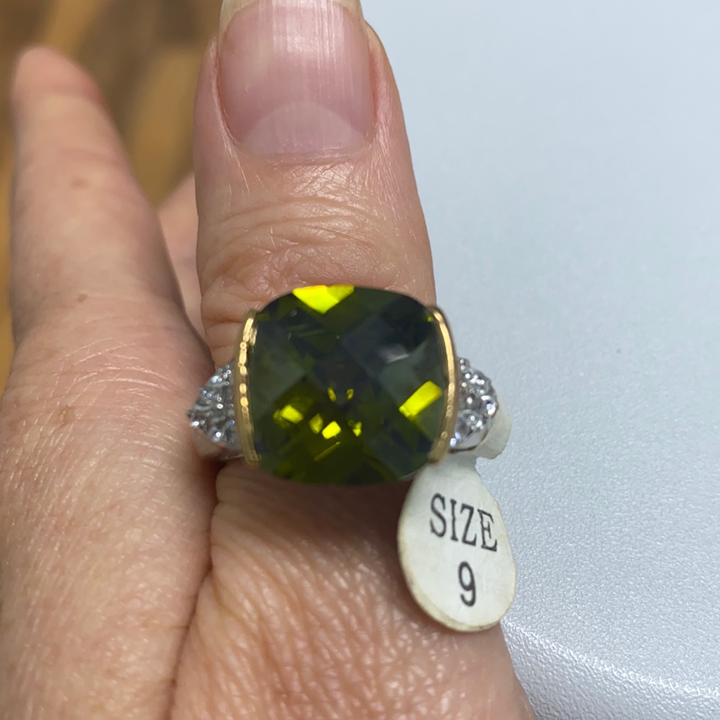 Ring 14 Kt Gold Electroplated Cubic Zirconia